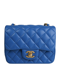 Mini Square Flap Bag,Lambskin,Blue,DB,2787567,4,(10)